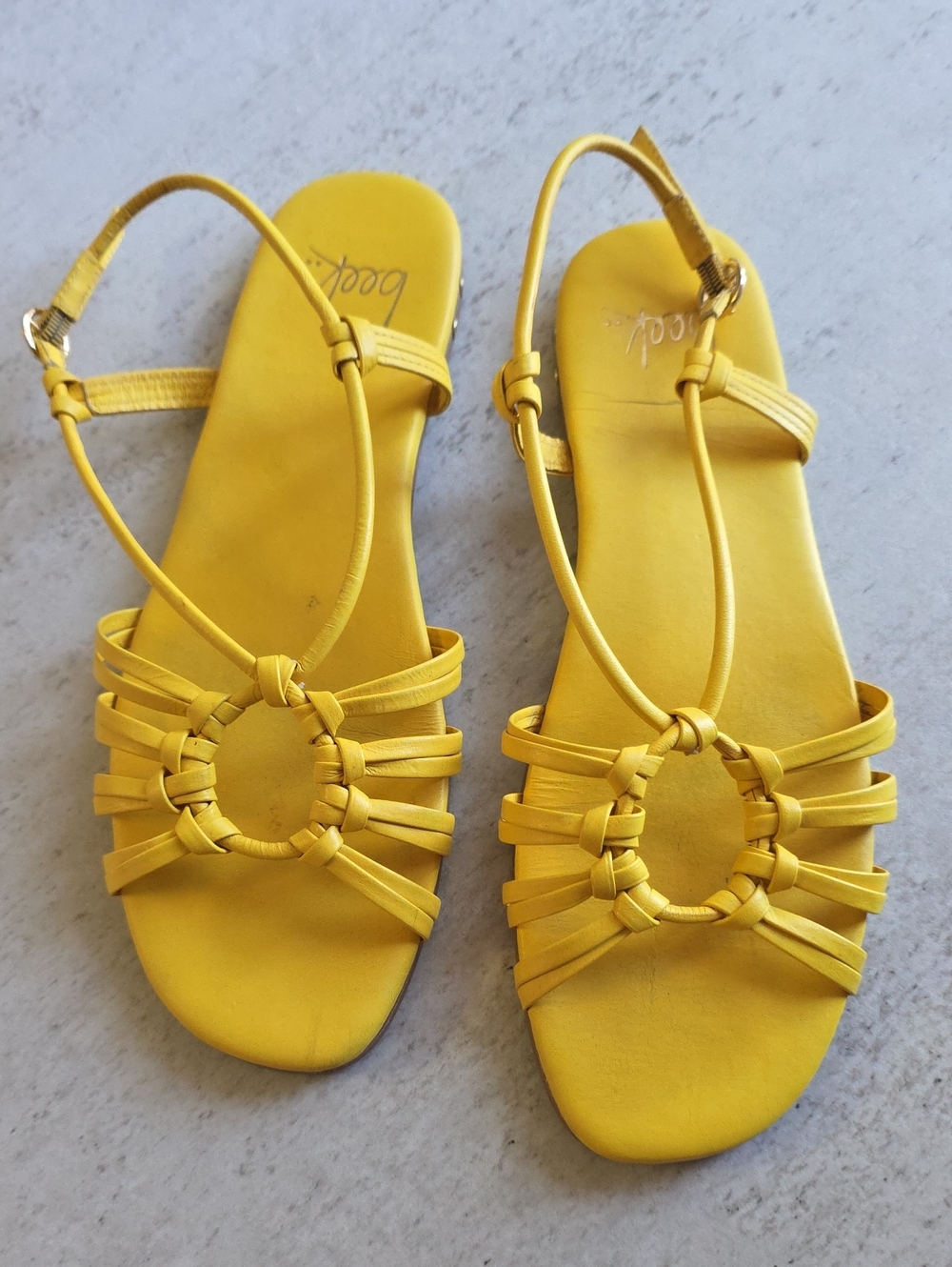 beek Yellow Women’s Slingback Sandals with Circular Strap Detail